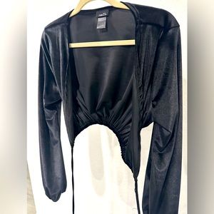 Crop long sleeve suede blouse